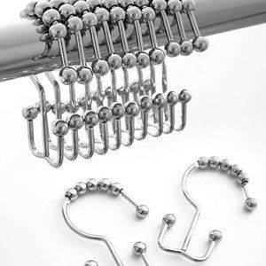 Shower Curtain Hooks Rings Stainless Steel Set of 12 Hooks NEW